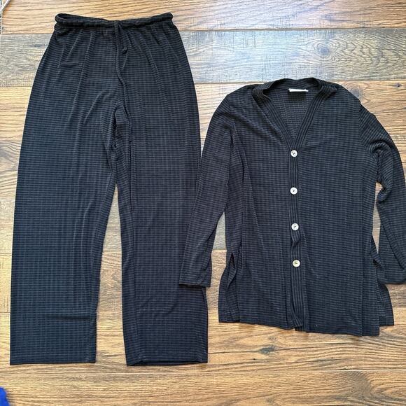Vintage Chico’s Private Edition Black Textured Lounge Set Size 1 USA Button Top - Picture 1 of 10